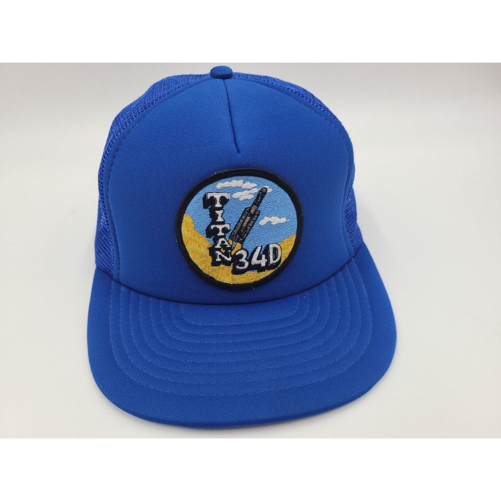 Vintage Titan 34D United States Air Force Rocket Mesh Trucker Snapback Hat Cap